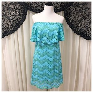 Judith March Strapless Crochet Ruffle Dress Medium